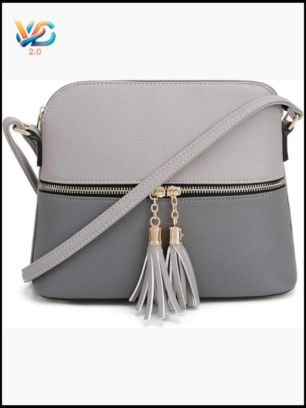 Lightweight Medium Dome Crossbody Bag with Tassel Zipper Pocket Adjustable Strap